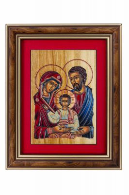 Obrazek Święta Rodzina - Ceramika drewniana w ramce