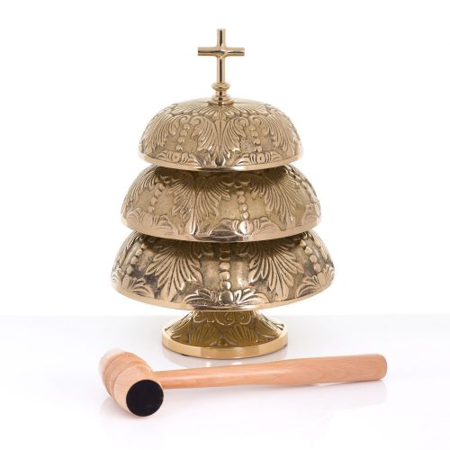Gong - mosiądz - drewniany młotek - 36 cm