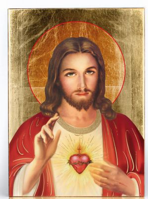 Ikona Serce Jezusa - złocona