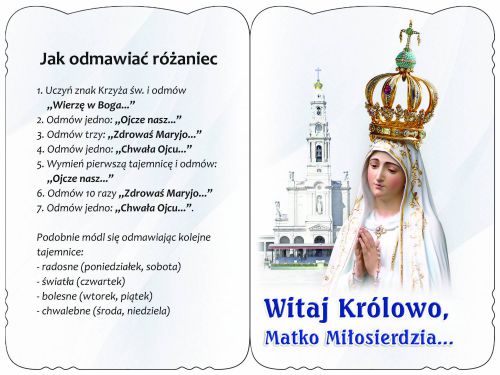 Karnet modlitewny różańcowy - Fatima 10 szt.