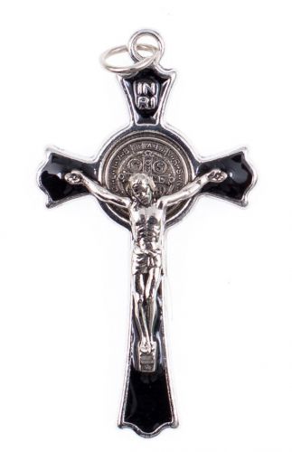 Krzyż Św. Benedykt - kolor mosiądz  5,5 x 3 mm.