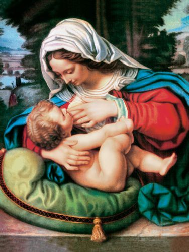 Matka Boża Karmiąca - Obrazek z modlitwą (100 szt)