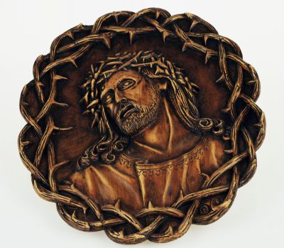 Płaskorzeźba Jezus w koronie cierniowej - gips