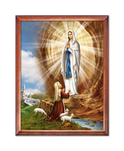 Obraz święty Matka Boża z Lourdes rama drewniana