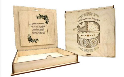 Pudełko upominkowe drewniane - chrzest święty
