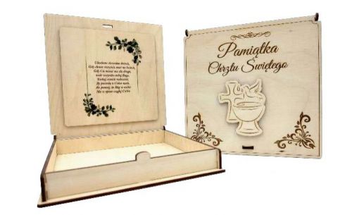 Pudełko upominkowe drewniane - chrzest święty