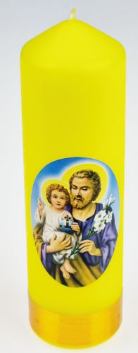 Świeca z naklejką - Święty Józef 16 x 5 cm.
